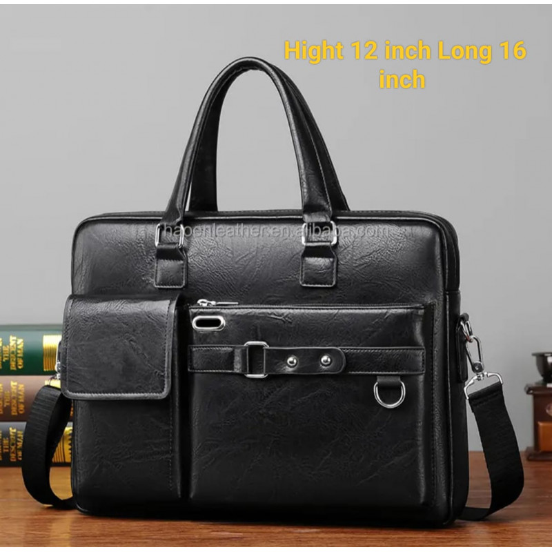 High capacity Men's Shoulder Bag (১২"/১৬") কালো কালার।