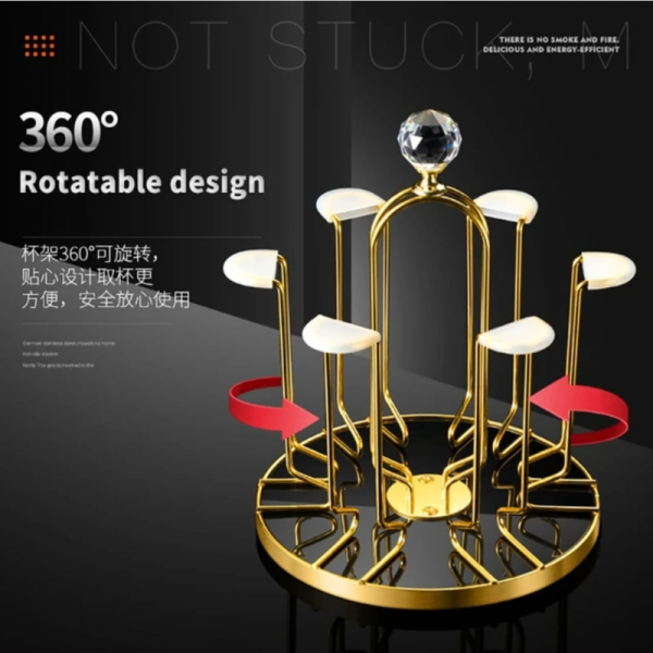 360 Degree Rotating Golden Metal Stainless Steel Glass Stand
