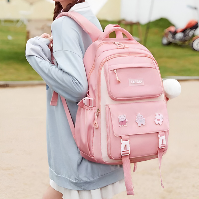 (Pink Colour ) Waterproof School Book Bag