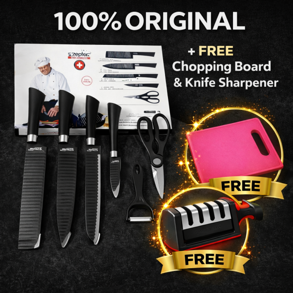 Zepter International 6 pcs Knife set + Free chopping Bord & Knife sharfner 100% Original