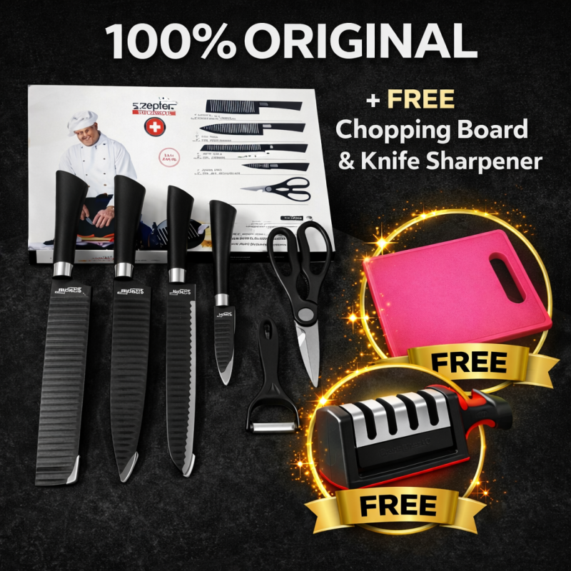 Zepter International 6 pcs Knife set + Free chopping Bord & Knife sharfner 100% Original