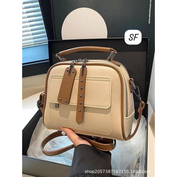 Luxury Design Soft PU Leather Lady Retro Handbag ( Biscuit colour )