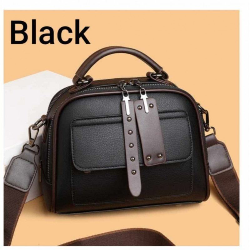 Luxury Design Soft PU Leather Lady Retro Handbag (black)