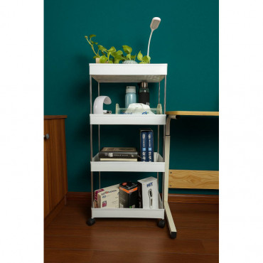 4 Layer Multifunctional Trolley Rack (White)
