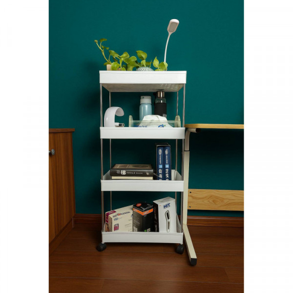 4 Layer Multifunctional Trolley Rack (White)