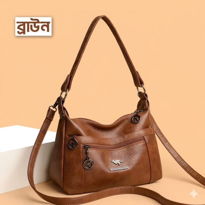 2026 Trending Stylish Soft PU leather Hand bag (Brown)