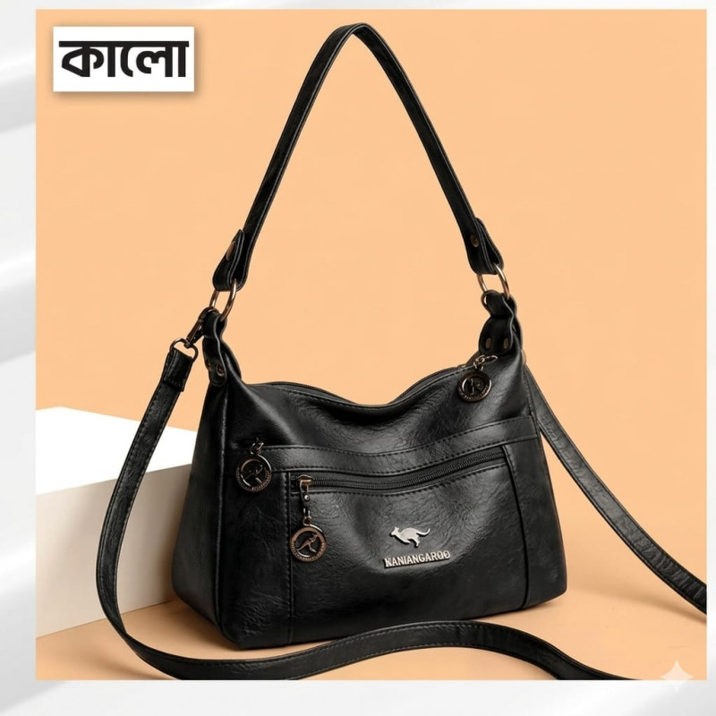2026 Trending Stylish Soft PU leather Hand bag ( Black )