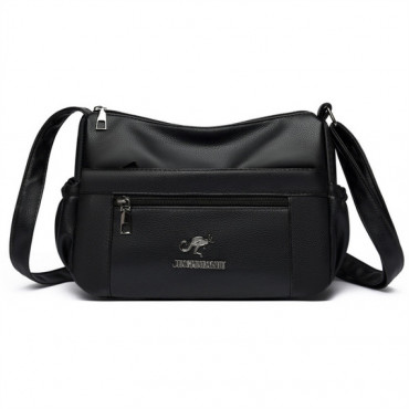 Soft Leather women cossbody bag (Black)