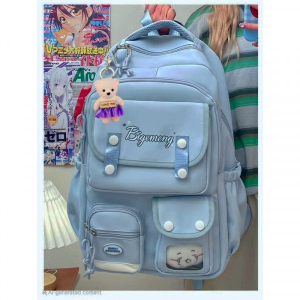কোরিয়ান স্টাইল স্কুল ব্যাগ School Bag (Sky Blue)