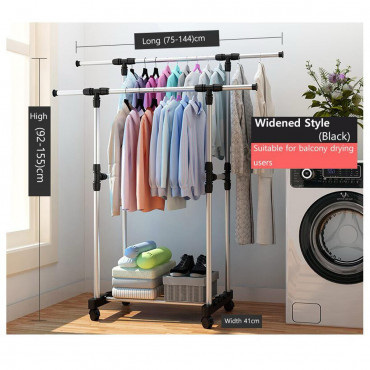 Double-Pole Telescopic Clothes Rack