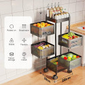 5 Layer (Square) Full Metal Fruit/Vegetable Rack with Wheels