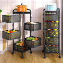 5 Layer (Square) Full Metal Fruit/Vegetable Rack with Wheels