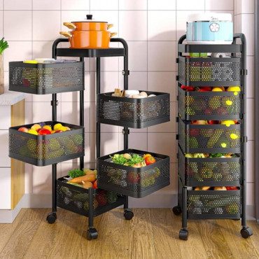 5 Layer (Square) Full Metal Fruit/Vegetable Rack with Wheels