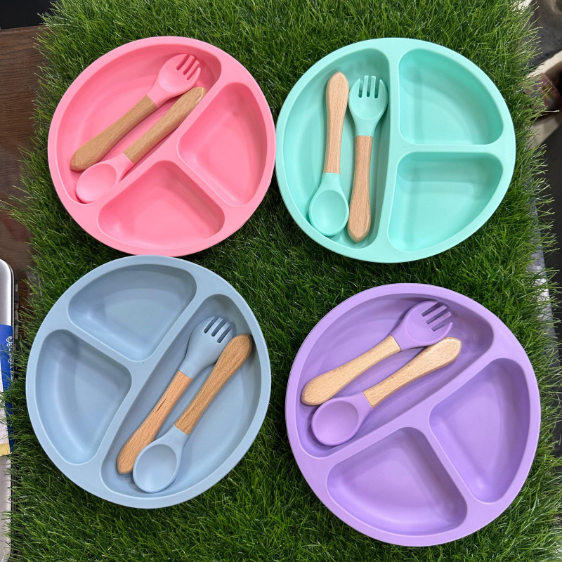 সিলিকন সাকশন প্লেট  চামচ এবং কাঁটা