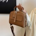 Luxury Design Soft PU Leather Lady Retro Handbag (Brown)