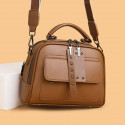 Luxury Design Soft PU Leather Lady Retro Handbag (Brown)