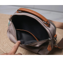  New Portable Nylon Cloth with Cowhide Shoulder Bag (Grey)