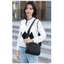  New Portable Nylon Cloth with Cowhide Shoulder Bag (Black)