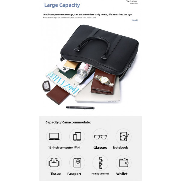 High capacity Men's Shoulder Bag (১২"/১৬") কালো কালার।