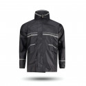 Doubled Part Solid Raincoat - Black