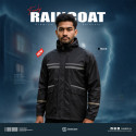 Doubled Part Solid Raincoat - Black