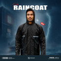 Doubled Part Contrast Raincoat - Black Navy