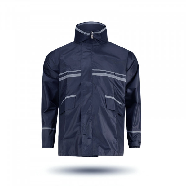 Doubled Part Solid Raincoat - Navy Blue