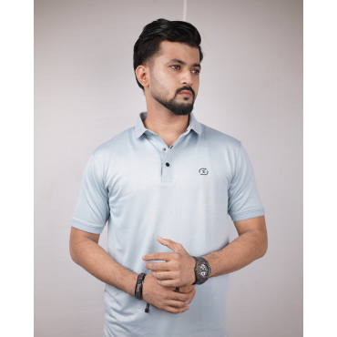 Jacquard Polo-Sky Bl...