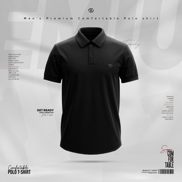 Jacquard Polo-Black
