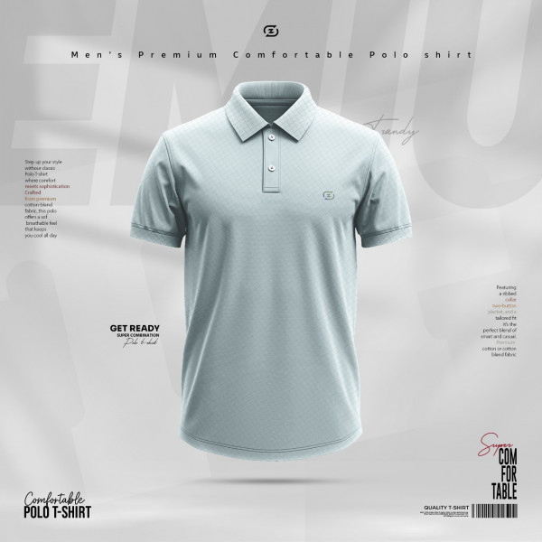 Jacquard Polo-Sky Blue