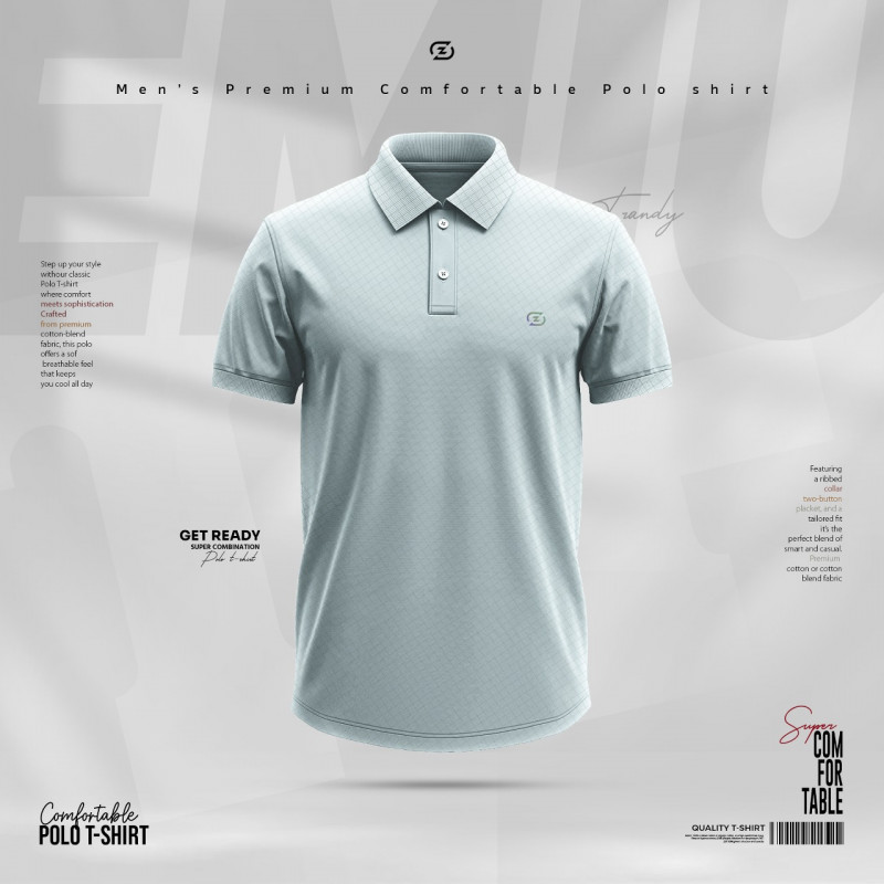 Jacquard Polo-Sky Blue
