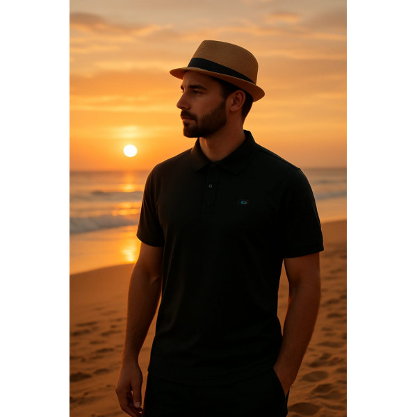 Jacquard Polo-Black