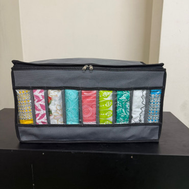 9 Grid Transparent Cloth Organizer Box  Ash Color ( 1 Pcs )