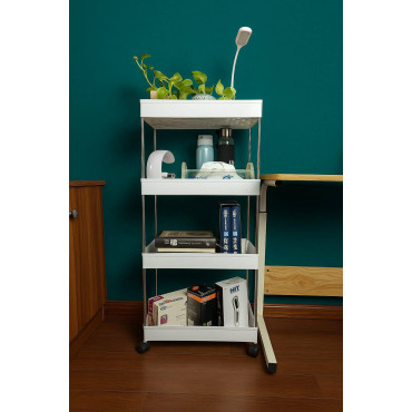4 Layer Multifunctional Trolley Rack (White)