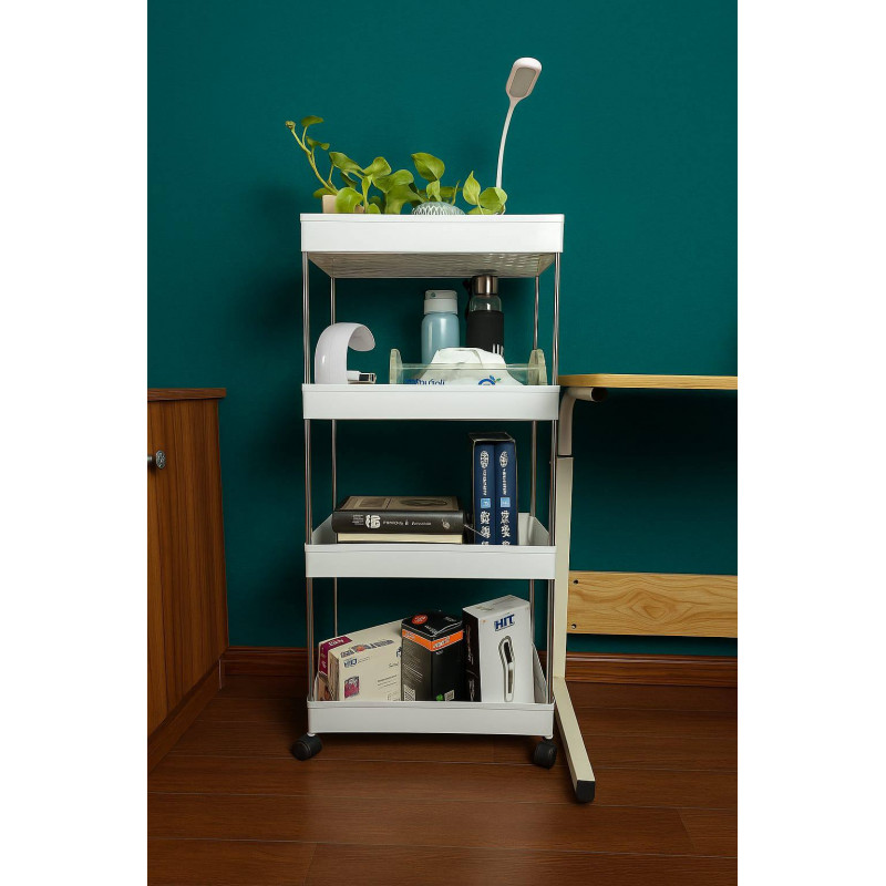 4 Layer Multifunctional Trolley Rack (White)