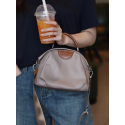 New Portable Nylon Cloth with Cowhide Shoulder Bag(Browny Olive)
