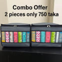  Ash Color 2 Pcs 9 Grid Transparent Cloth Organizer Box