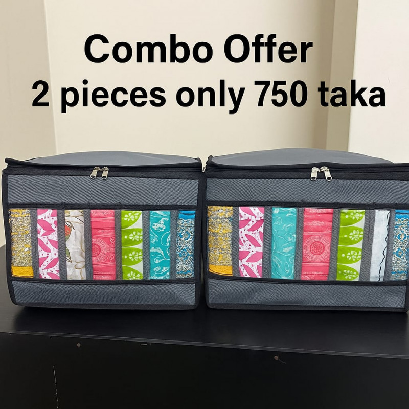  Ash Color 2 Pcs 9 Grid Transparent Cloth Organizer Box