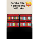 Maroon Color 4 Pcs 9 Grid Transparent Cloth Organizer Box
