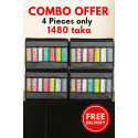  Ash Color 4 Pcs 9 Grid Transparent Cloth Organizer Box
