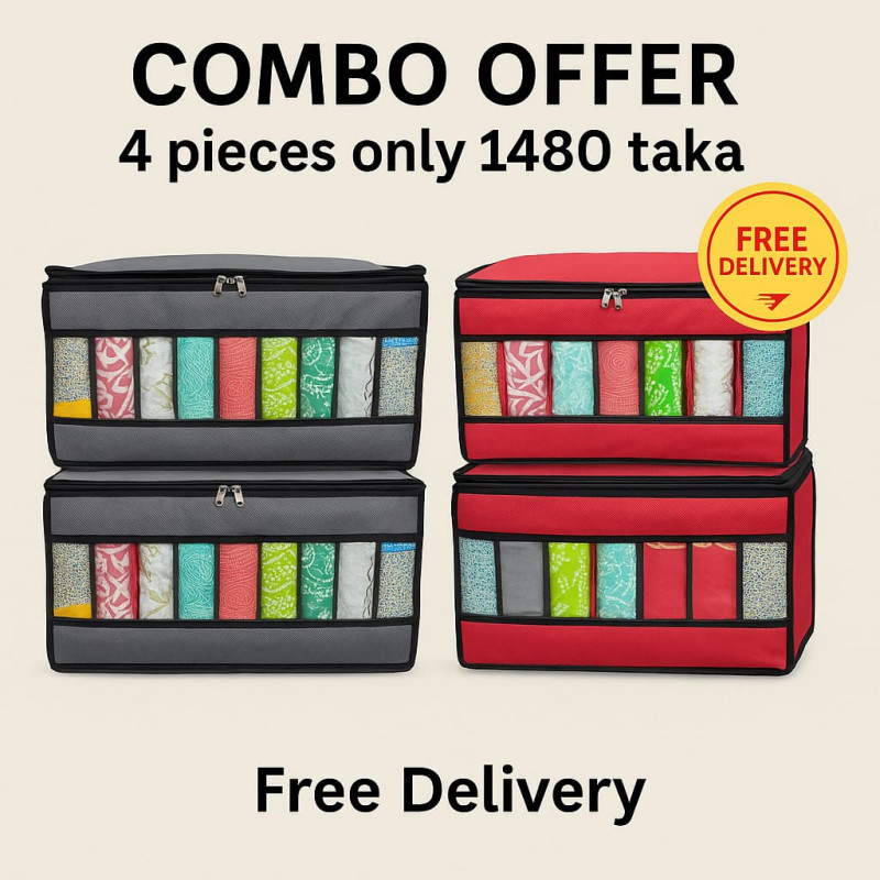 4 Pcs 9 Grid Transparent Cloth Organizer Box