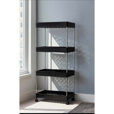 4 Layer Multifunctional Trolley Rack (Black)