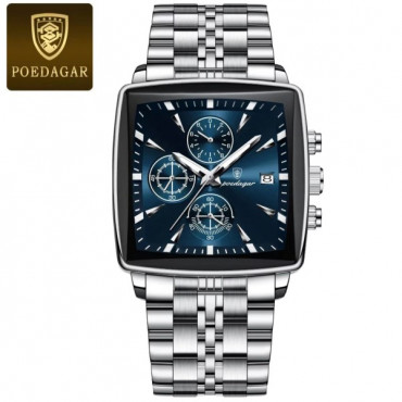 POEDAGAR 866 Luxury Square Chronograph Men’s Watch