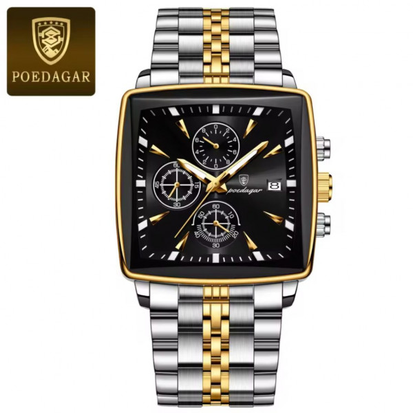 POEDAGAR 866 Luxury Square Chronograph Men’s Watch