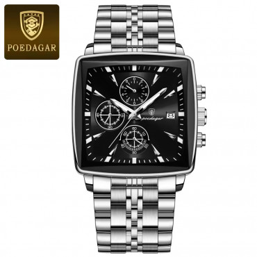 POEDAGAR 866 Luxury Square Chronograph Men’s Watch