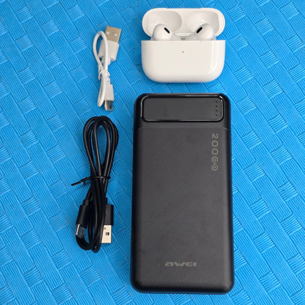 Awei P6K 20000mAh Double USB Output Power Bank and Air Pods