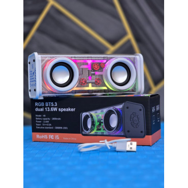 V8 Bluetooth Speaker Transparent Sound Box Colorful Lights