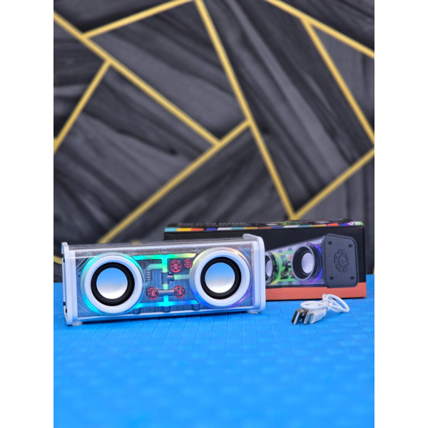 V8 Bluetooth Speaker Transparent Sound Box Colorful Lights