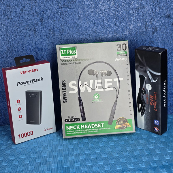 Ven Den Powerbank ZTplus 315 Neckband And T900 Ultra Smart Watch