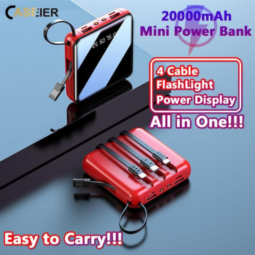 20000 MAH Powerbank With LED Display And All In One Cable Set